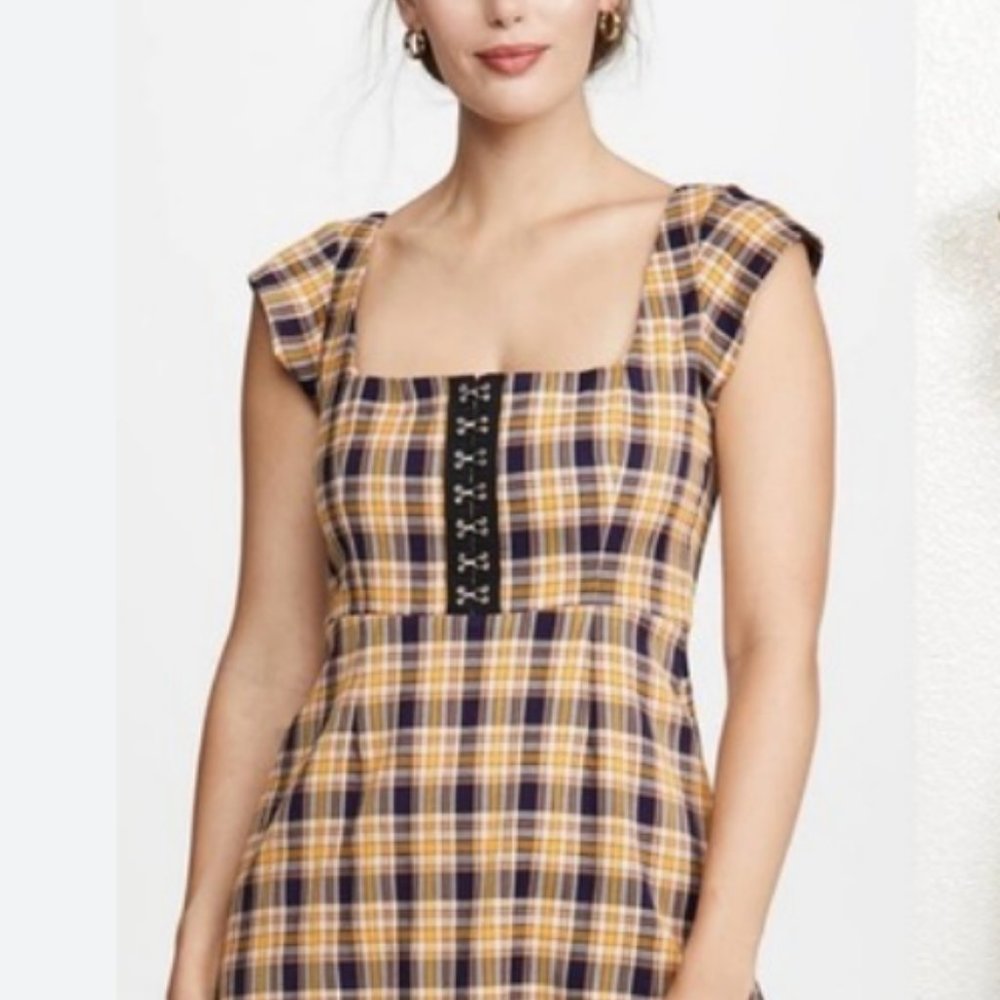 Capulet Lera Mini Dress Shop Bop hook and eye bodice plaid spring/summer/autumn
